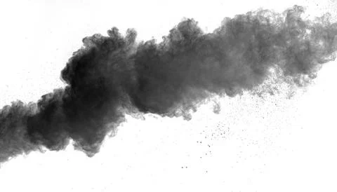 Abstract design of black powder cloud against white background. Foto stock