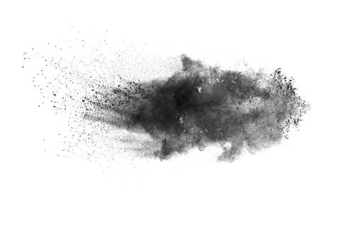 Abstract design of black powder cloud against white background. Stock Photos