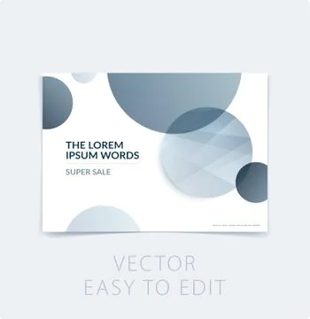 Abstract design brochure cover, creative flyer in A4 with grey round shapes for Stock Illustration