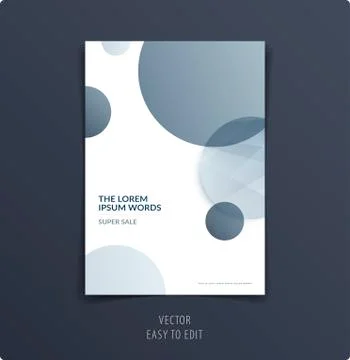 Abstract design brochure cover, creative flyer in A4 with grey round shapes for Illustrazione stock