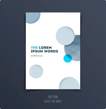 Abstract design brochure cover, creative flyer in A4 with grey round shapes for Stock Illustration