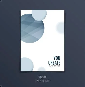 Abstract design brochure cover, creative flyer in A4 with grey round shapes for Illustrazione stock