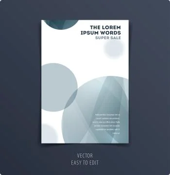 Abstract design brochure cover, creative flyer in A4 with grey round shapes for Stock Illustration