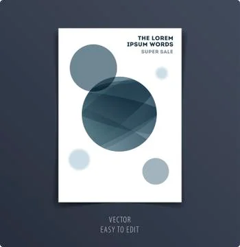 Abstract design brochure cover, creative flyer in A4 with grey round shapes for Stock Illustration