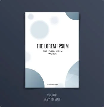 Abstract design brochure cover, creative flyer in A4 with grey round shapes for Stock Illustration