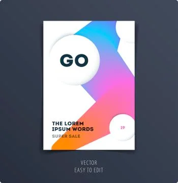 Abstract design brochure cover, creative flyer in A4 with colourful round shapes イラスト素材