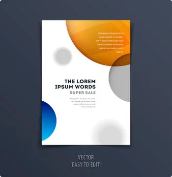 Abstract design brochure cover, creative flyer in A4 with colourful round shapes 스톡 일러스트