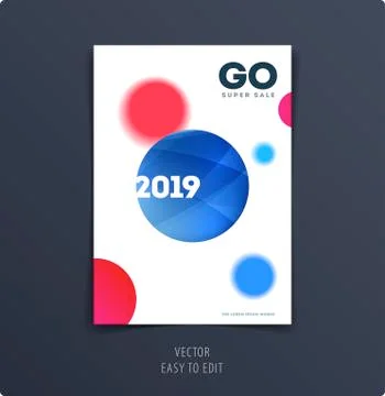 Abstract design brochure cover, creative flyer in A4 with colourful round shapes 스톡 일러스트
