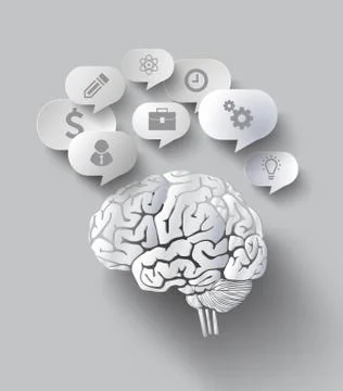 Abstract design of bubble speech and brain. Stock Illustration