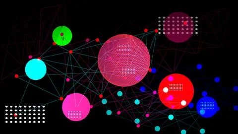 Abstract design colorful pattern line connecting line with circle illustrat.. Stock Illustration
