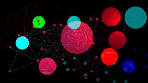 Abstract design colorful pattern line connecting line with circle illustrat.. Illustrazione stock