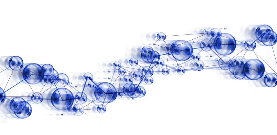 Abstract design, connected circles / network concept, white background Stockillustratie