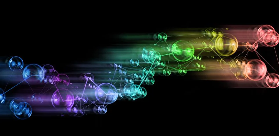 Abstract design, connected circles / network concept, background Stockillustratie