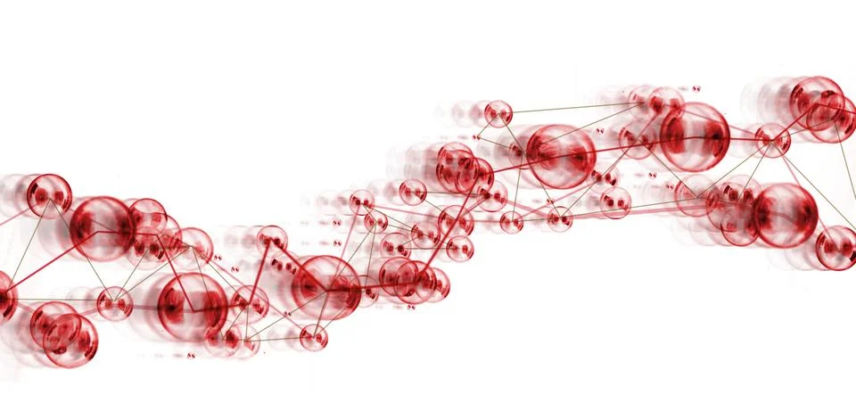 Abstract design, connected circles / network concept, white background Illustrazione stock