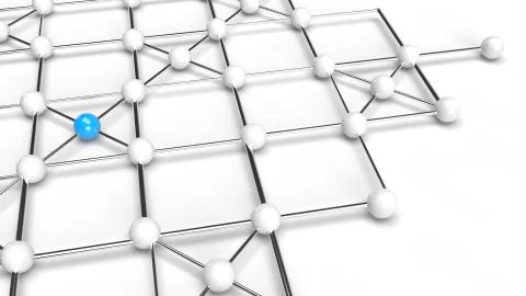 The Abstract design connection design Blue and white sphere network structure Stock Illustration