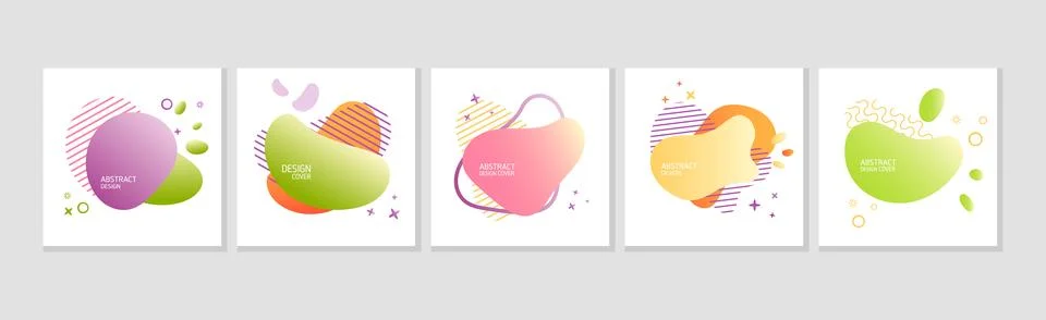 Abstract Design Cover with Fluid Gradient Shape Vector Template Set Ilustración de archivo