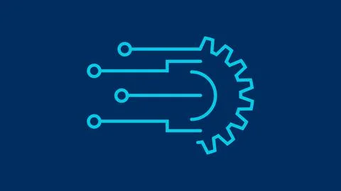 Abstract design digital technology engineering workshop logotype background. イラスト素材