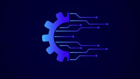Abstract design digital technology engineering workshop logotype background. Stock Illustration