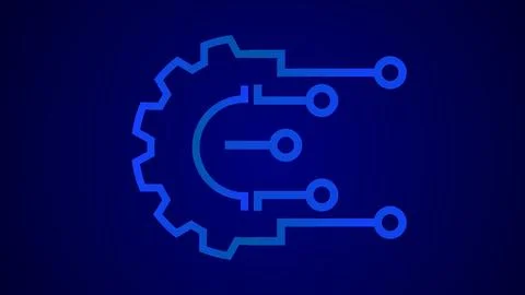 Abstract design digital technology engineering workshop logotype background. Stock Illustration