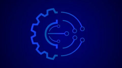 Abstract design digital technology engineering workshop logotype background. Stock Illustration