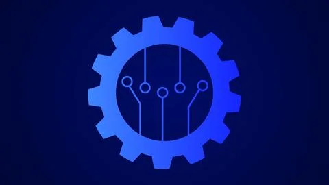 Abstract design digital technology engineering workshop logotype background. イラスト素材