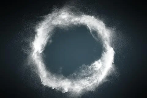 Abstract design of dust explosion frame background. Powder particles sprayed  Stock Photos