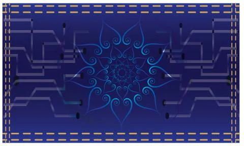 Abstract design on electronic circuit with gold borders Stock Illustration