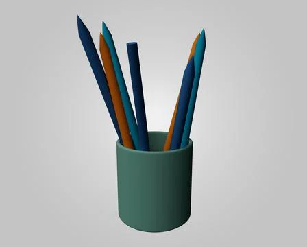 Abstract design element 3d render of Pens with Pencil holder Minimalist conce イラスト素材