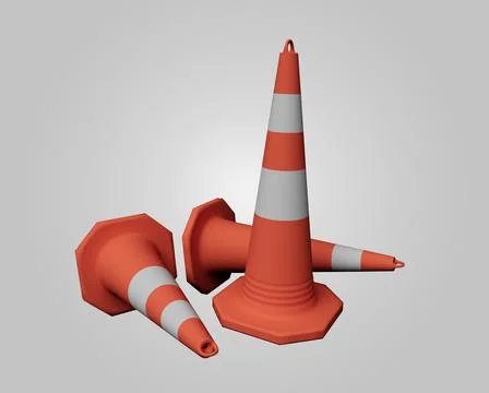Abstract design element 3d render of Traffic Cone Minimalist concept Stock Illustration