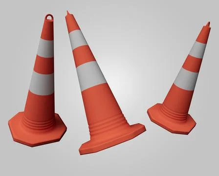 Abstract design element 3d render of Traffic Cone Minimalist concept Illustrazione stock