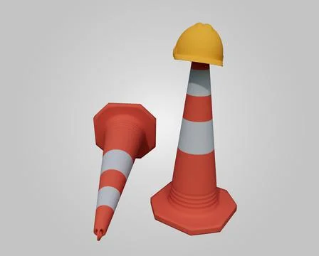Abstract design element 3d render of Traffic Cone Minimalist concept Illustrazione stock