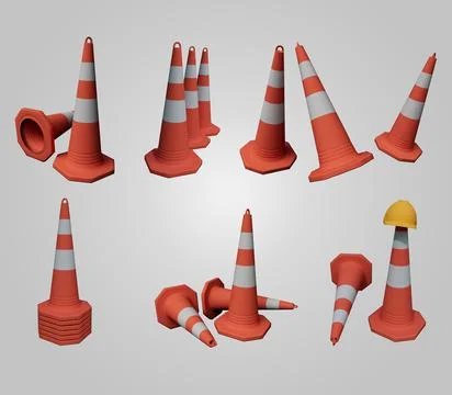 Abstract design element 3d render of Traffic Cone Minimalist concept Illustrazione stock