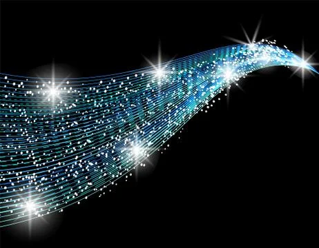 Abstract design element of blue wave on black background. illustration Stock Illustration