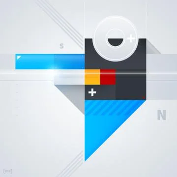 Abstract design element with glossy geometric shapes. Useful for digital comp Stock Illustration