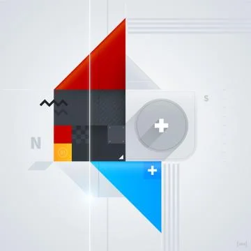 Abstract design element with glossy geometric shapes. Useful for digital comp Stock Illustration