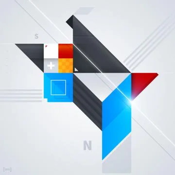 Abstract design element with glossy geometric shapes. Useful for digital comp Stock Illustration