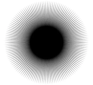 Abstract design element with radial lines. Circular shape in radiating fashio Illustrazione stock
