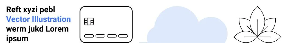 Abstract Design Elements with Text and Symbols Including Credit Card, Cloud.. 库存插图