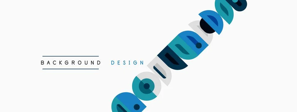 Abstract design features blue, gray shapes. Minimalist style with text Stock Illustration