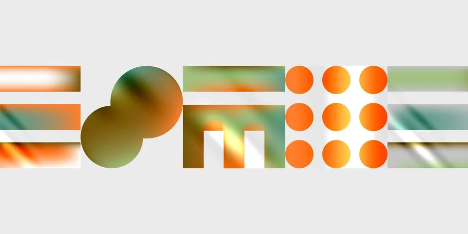 Abstract design features blurred orange, teal shapes. Circles, rectangles form Stockillustratie