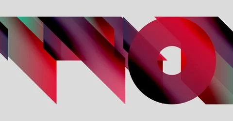 Abstract design features bold text TWO with vibrant red, purple hues. Geometric Stock Illustration