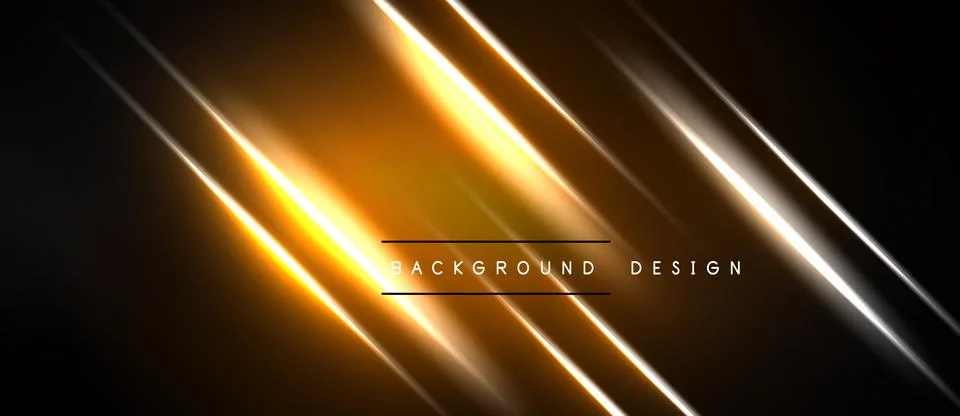 Abstract design features bright golden lines over dark background. Diagonal 스톡 일러스트