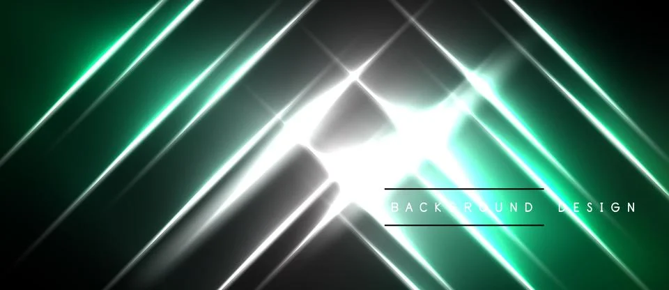 Abstract design features bright lines, gradients, light effects. Dark backg.. Stock Illustration