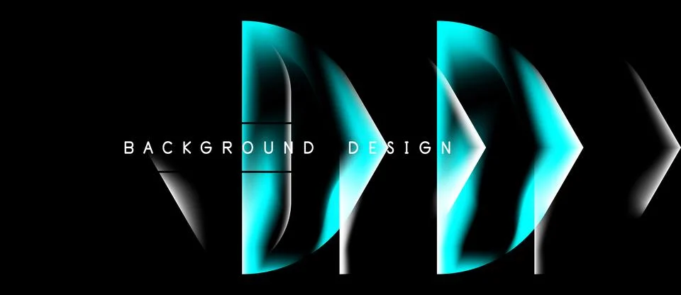 Abstract design features bright turquoise lines over black background. Stock Illustration