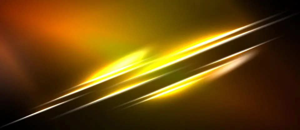 Abstract design features bright yellow lines against dark background. Warm 库存插图