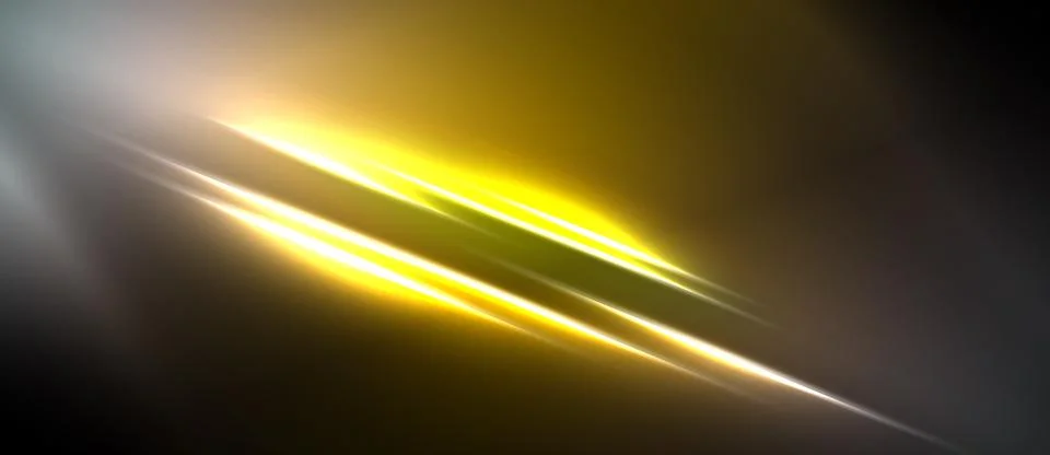 Abstract design features bright yellow streaks across dark background. Dynami Stock Illustration