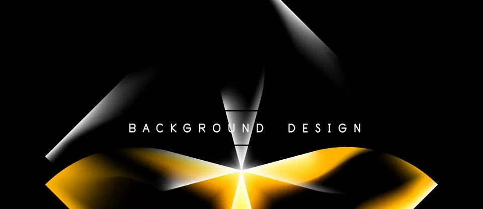 Abstract design features bright yellow, white lines against black background. Stock Illustration
