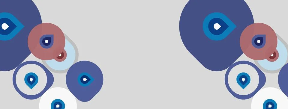 Abstract design features circular motifs resembling eyes. Shades include blue 스톡 일러스트