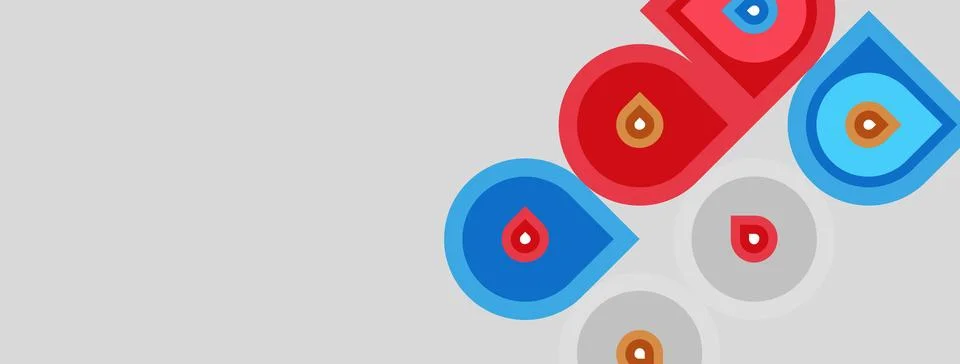 Abstract design features colorful circles, droplets. Simple shapes create m.. Stockillustratie