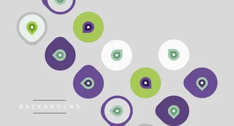 Abstract design features colorful circles, each containing eye icon. Backgrou Stock Illustration